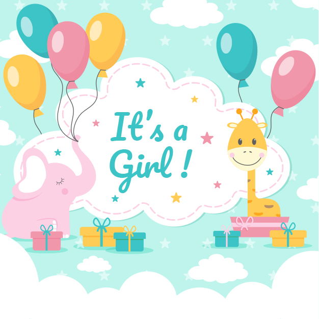It's a Girl- Gift eGreeting card template