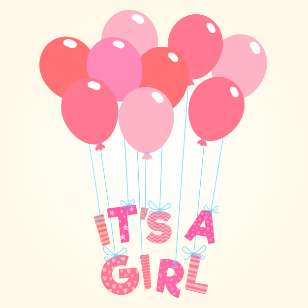 Baby Girl Balloons greeting card template